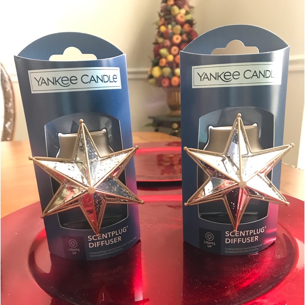 NIB. Beautiful & Sparkling Yankee Mirror Star Sculpture Diffuser. Set Of Two.